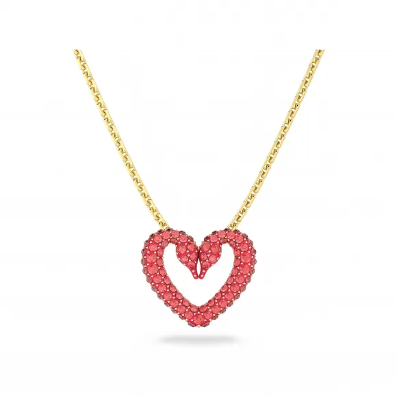 施华洛世奇/Swarovski Una 链坠 密镶 心形 小码 红色 镀金色调 5649004