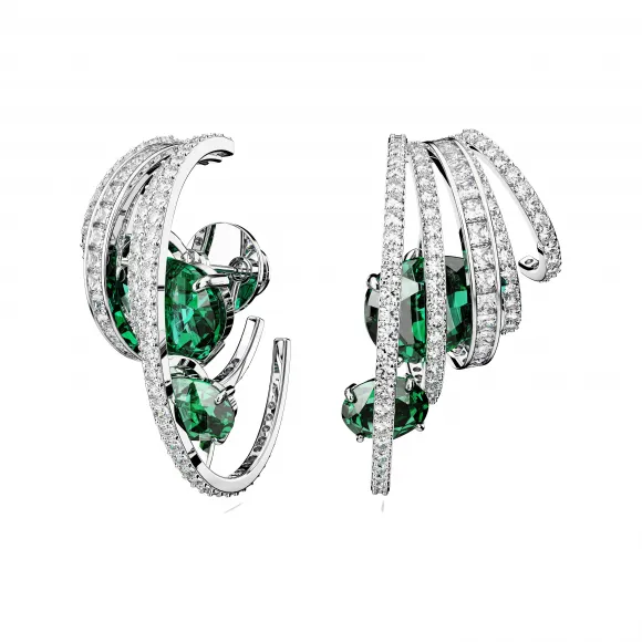施华洛世奇/Swarovski Hyperbola 耳骨夹  碳中性氧化鋯  混合切割  绿色  镀铑 5665331