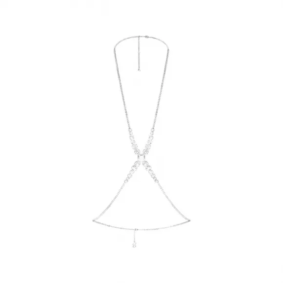 施华洛世奇/Swarovski Swarovski x SKIMS 身体链 混合式切割 爪链 X 形 白色 镀铑 5678069
