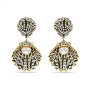 施华洛世奇/Swarovski Idyllia 夹式耳环  水晶珍珠  贝壳  白色  镀金色调 5683946