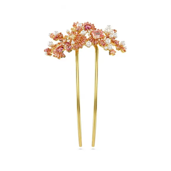 施华洛世奇/Swarovski Gema 发夹  混合剪裁  花朵  粉色  镀金色 5689051