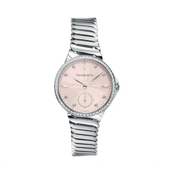 Tiffany Metro 系列 3-Hand 34 毫米不锈钢镶钻腕表  60875006