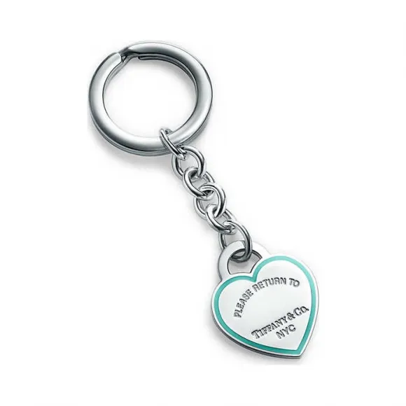 Return to Tiffany™ 系列纯银搭配 Tiffany Blue 蒂芙尼蓝色™ 珐琅装饰心形吊饰钥匙扣  63311