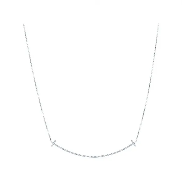 蒂芙尼/Tiffany Tiffany T Smile 白金镶钻石大号链坠 63822027