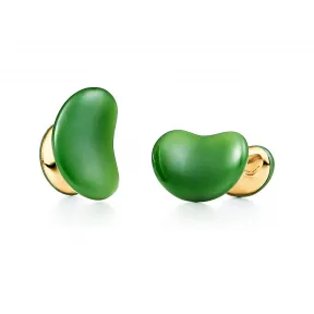 蒂芙尼/Tiffany Elsa Peretti™ Bean design 黄金镶绿翡翠袖口链扣 20 毫米 69902820