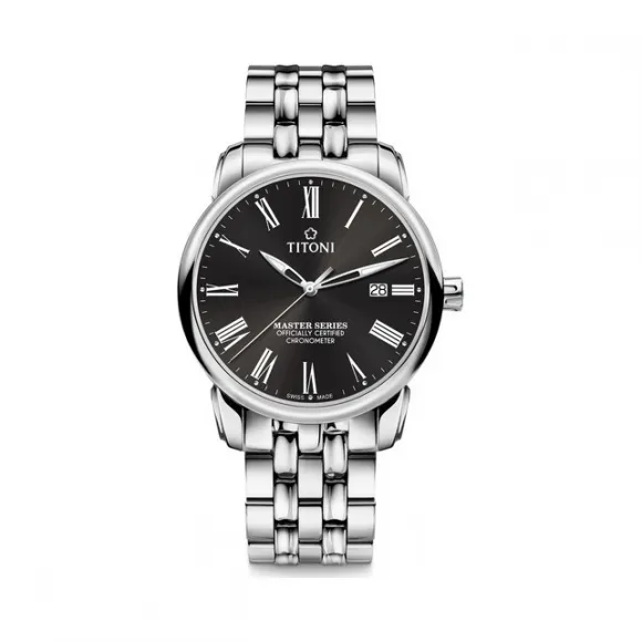 梅花/Titoni 大师系列 41 MM 精钢 自动机械机芯 男表 83188-S-610
