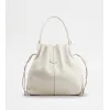 托德斯/Tod's Woman WHITE Tod's Di Bag Bucket Bag in Leather Medium with Drawstring XBWDBSU0300WANPZB015