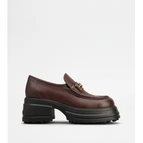 托德斯/Tod's 女人 酒红色 皮革厚底乐福鞋 XXW84K0HW00GOCL811