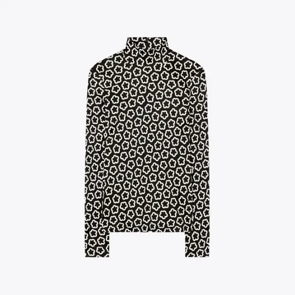 汤丽柏琦/Tory Burch 花卉印花桑蚕丝平织高领衫 144140-194