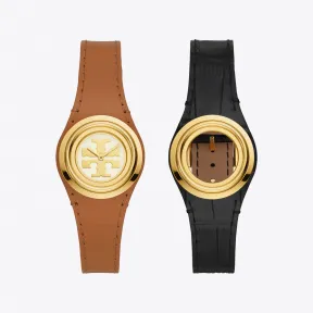 汤丽柏琦/Tory Burch Miller双T Logo可替换皮表带石英手表 TBW6211-000