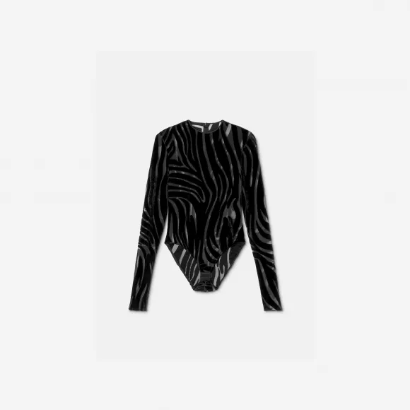 范思哲/Versace Women's Zebra天鹅绒紧身衣 1009492-1A06928-1B000