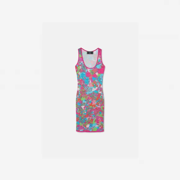 范思哲/Versace Women's Floral Summer针织迷笛连衣裙 1010667-1A08036-5V020
