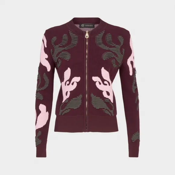 范思哲/Versace 拼色巴洛克针织开衫 - Burgundy 针织衫 A77630-A222872_A3411