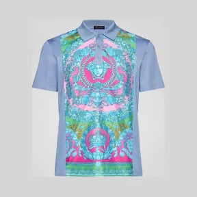 范思哲/Versace Fluo Barocco桑蚕丝嵌饰Polo衫 A83080-A230670_A130