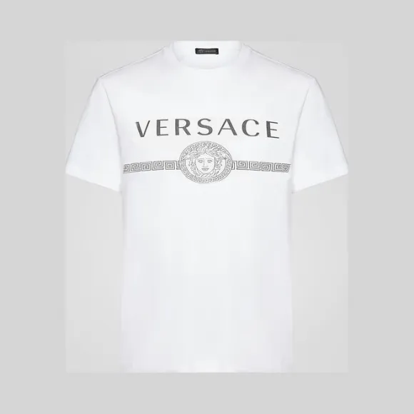 范思哲/Versace 修身版Logo装饰可持续面料T恤 A83159-A228806_A001