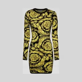 范思哲/Versace Barocco图案针织提花连衣裙 A83255-A230423_A4007