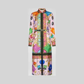 范思哲/Versace Blonde印花桑蚕丝衬衫连衣裙 A83363-A231969_A7000