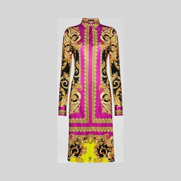 范思哲/Versace Barocco Femme印花衬衫连衣裙 A84614-A232053_A7231