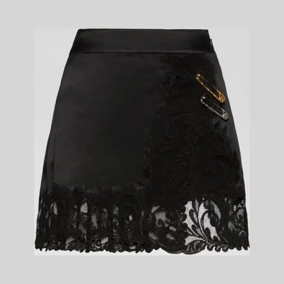 范思哲/Versace 蕾丝嵌饰迷你半身裙 A84692-A231743_A1008