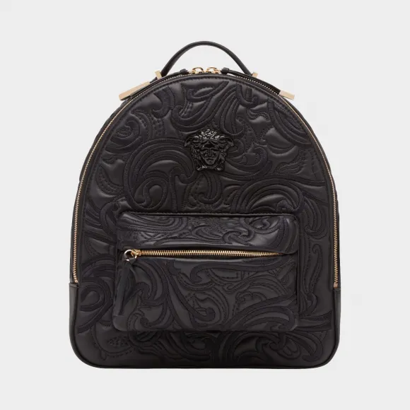 范思哲/Versace 巴洛克刺绣背包 - 黑色 双肩背包 DBFF269-DNATBA_KNJOC
