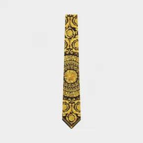 范思哲/Versace Gold Hibiscus印花领带 ICR7001-IT03108_I7616