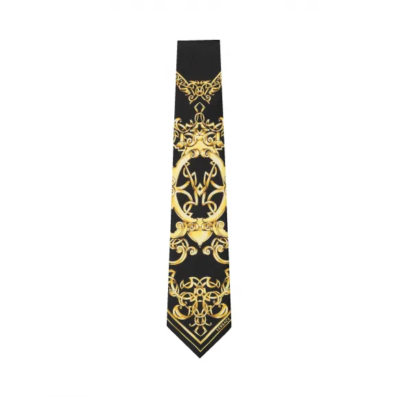 范思哲/Versace 巴洛克传承印花真丝领带 - 黑色 领带 ICR8001-IT00167_I7900