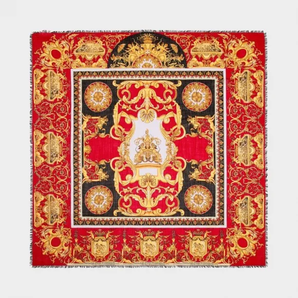 范思哲/Versace Barocco印花桑蚕丝方巾 IFO1401-IT03140_I7061