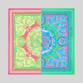 范思哲/Versace Fluo Barocco印花桑蚕丝方巾 IFO7001-IT03419_I7487