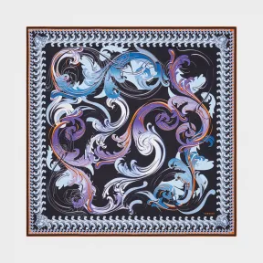 范思哲/Versace Swirl Baroque 真丝方巾 - 黑色 方巾&围巾 IFO9001-IT01527_I7412