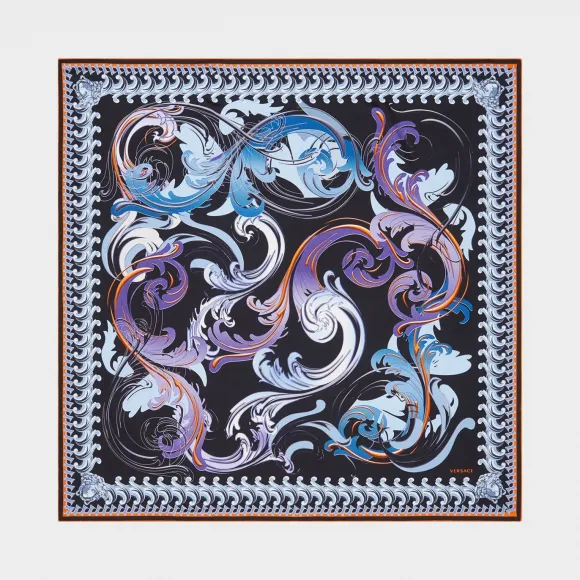范思哲/Versace Swirl Baroque 真丝方巾 - 黑色 方巾&围巾 IFO9001-IT01527_I7412