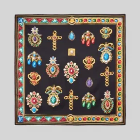 范思哲/Versace Pierres Grandes印花桑蚕丝方巾 IFO9001-IT03519_I7008