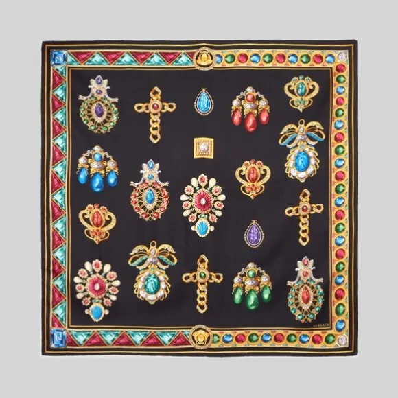 范思哲/Versace Pierres Grandes印花桑蚕丝方巾 IFO9001-IT03519_I7008