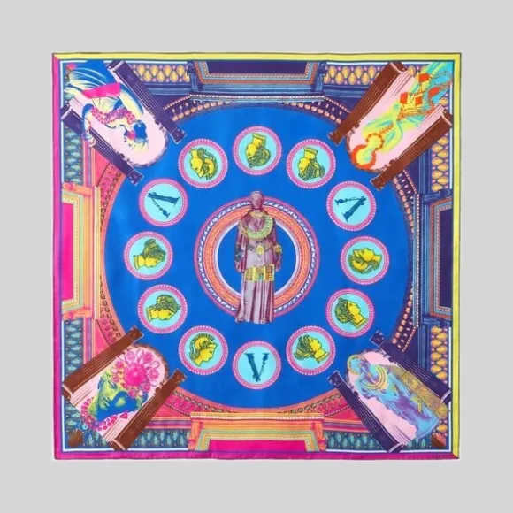 范思哲/Versace Vittoria印花桑蚕丝方巾 IFO9001-IT03627_I7976