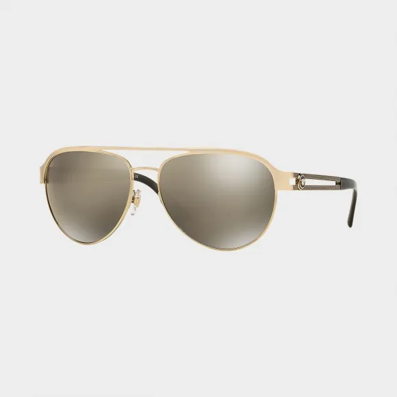 范思哲/Versace 浅金色飞行员太阳镜 - 棕色 太阳眼镜 O2165-O12525A_ONUL