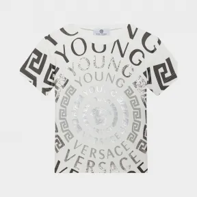 范思哲/Versace Versace 童装系列反射造型 T 恤 - 白色 男童服装 YVMTS161-Y0001_Y2803