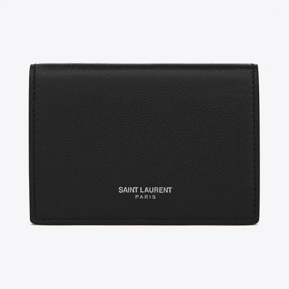 伊夫圣罗兰/Yves Saint laurent 经典 saint laurent paris 黑色细粒纹理真皮名片夹 3617