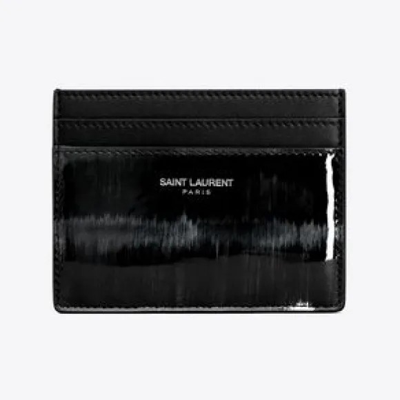 伊夫圣罗兰/Yves Saint laurent saint laurent paris拉绒漆皮信用卡包 375946AABKC1078