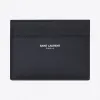 伊夫圣罗兰/Yves Saint laurent 经典SAINT LAURENT PARIS海军蓝颗粒纹理皮革信用卡包 3759