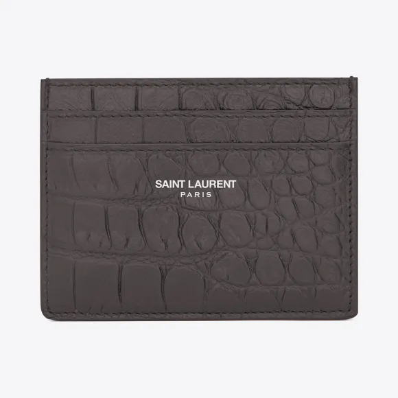 伊夫圣罗兰/Yves Saint laurent 经典SAINT LAURENT PARIS卡夹，采用深灰黑色鳄鱼压纹真皮  3