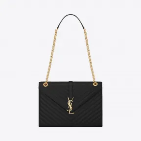 伊夫圣罗兰/Yves Saint laurent 经典 MONOGRAMME SAINT LAURENT 黑色细粒纹理提花凸纹真