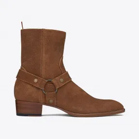 伊夫圣罗兰/Yves Saint laurent 经典 WYATT 40 坚果色麂皮机车靴 420090BPN005710