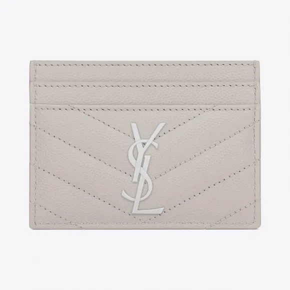 伊夫圣罗兰/Yves Saint laurent monogram冰白色颗粒纹理提花真皮制信用卡包 423291BOW02195