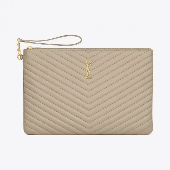 伊夫圣罗兰/Yves Saint laurent ogram缝皮革会标文件夹