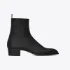 伊夫圣罗兰/Yves Saint laurent 标志性黑色WYATT 40拉链靴 443199D6M001000