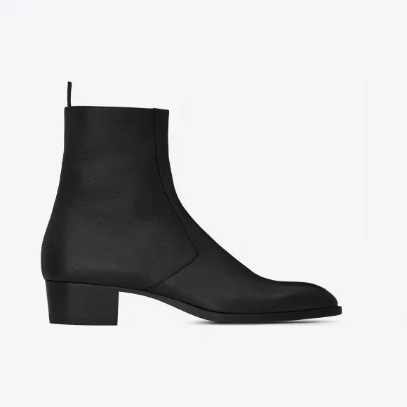伊夫圣罗兰/Yves Saint laurent 标志性黑色WYATT 40拉链靴 443199D6M001000