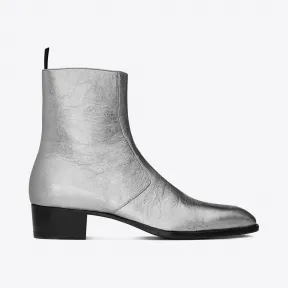 伊夫圣罗兰/Yves Saint laurent 标志性WYATT 40银色属属属属属拉链靴靴 443199DTX001280