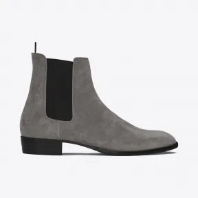 伊夫圣罗兰/Yves Saint laurent 经典 WYATT 30 泥灰色麂皮切尔西短靴 443208BT3002853