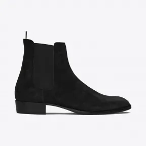 伊夫圣罗兰/Yves Saint laurent 经典Wyatt 30黑色麂皮切尔西靴 443208D5X001000