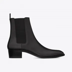 伊夫圣罗兰/Yves Saint laurent 经典wyatt 40黑色真皮切尔西靴 443213AQS001000