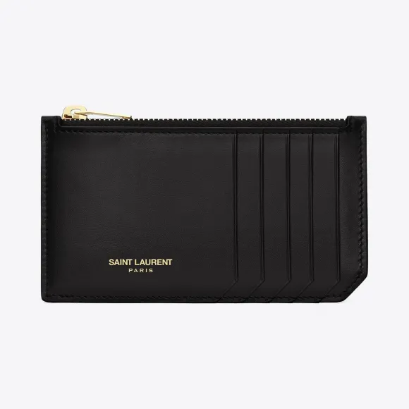 伊夫圣罗兰/Yves Saint laurent 经典圣罗兰片拉链包，采用黑色皮革 458583C150J1000